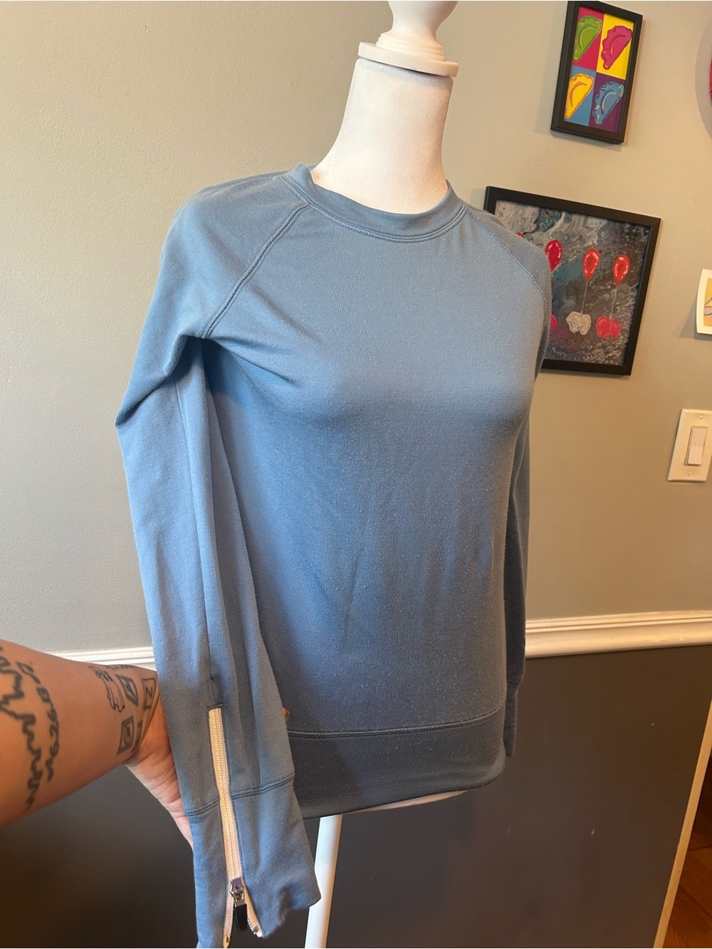 Theory Light Blue Casual Crewneck Sweatshirt